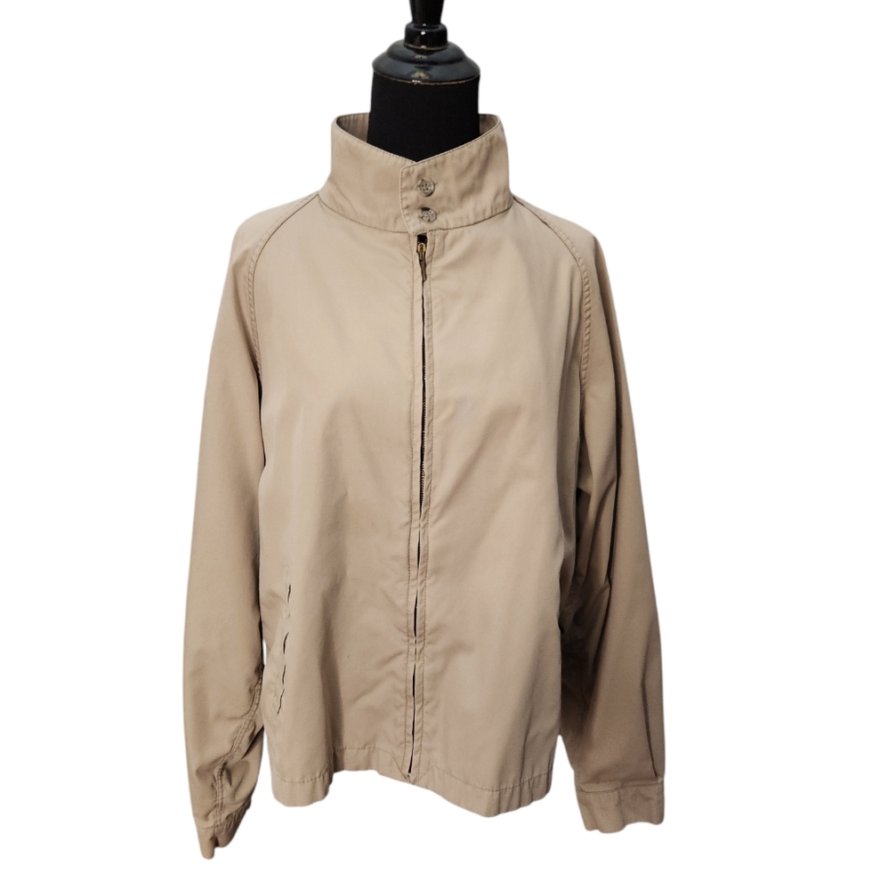 Men's Vintage London Fog Windbreaker Khaki Jacket Button Collar Size 44 Regular